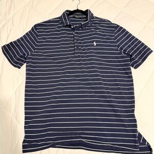 Ralph Lauren Blue and White Polo Shirt Classic Striped Design